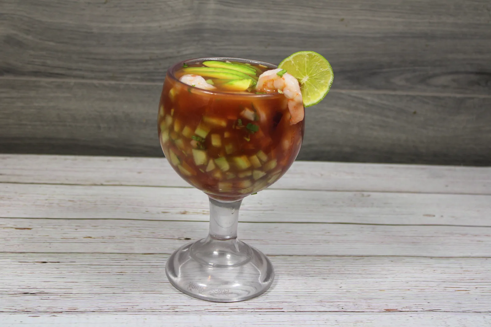 Shrimp cocktail with avocado and lime